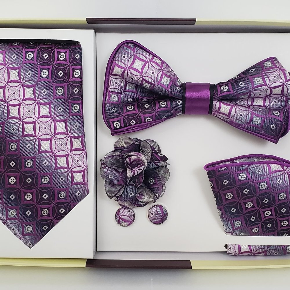 St. Patrick Purple Bow & Neck Tie Box 5 Set